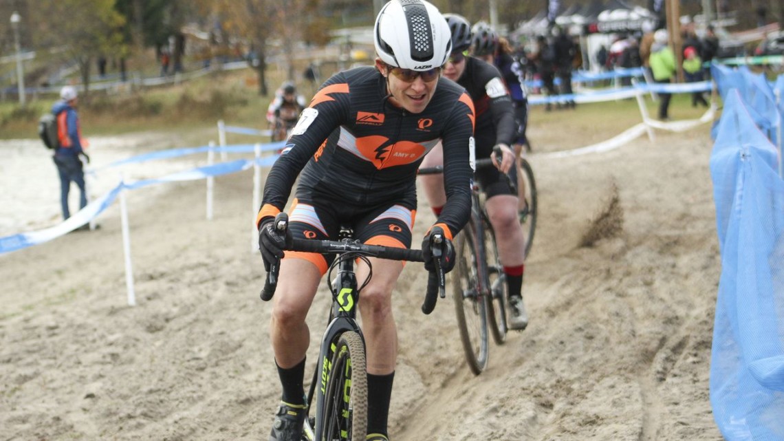 Corey Coogan Cisek will be flying the colors of the Amy D. Foundation in Europe this year. 2018 Pan-American Cyclocross Championships, Midland, Ontario. © Z. Schuster / Cyclocross Magazine