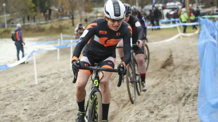 Corey Coogan Cisek will be flying the colors of the Amy D. Foundation in Europe this year. 2018 Pan-American Cyclocross Championships, Midland, Ontario. © Z. Schuster / Cyclocross Magazine