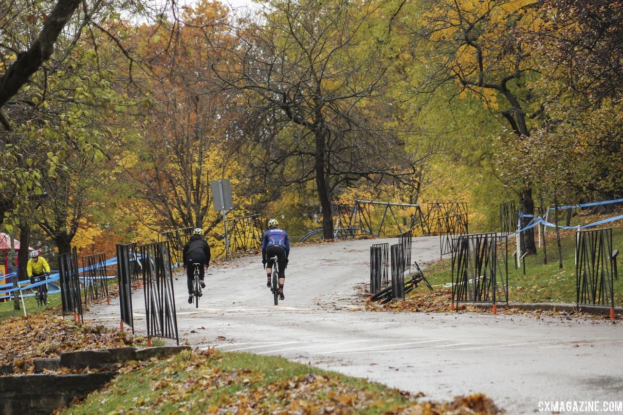 The course features a relatively long uphill start. 2018 Silver Goose CX Course Inspection, Friday. © Z. Schuster / Cyclocross Magazine