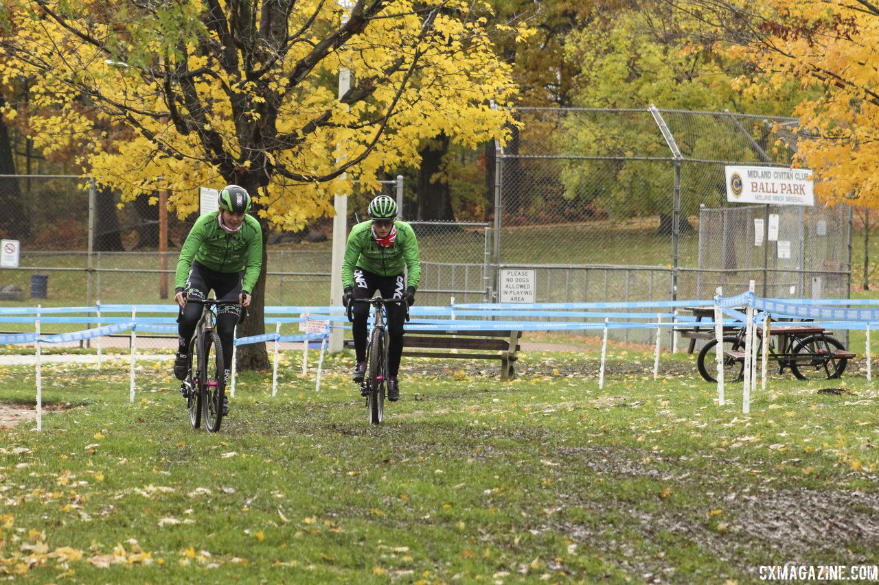 The first section of the course in near a baseball field. 2018 Silver Goose CX Course Inspection, Friday. © Z. Schuster / Cyclocross Magazine