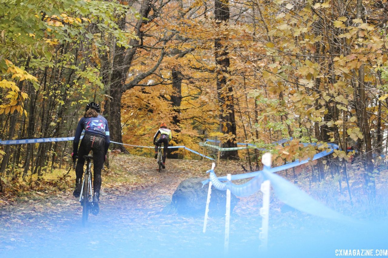 There are several climbs on the course thanks to the high ground on the northern side of the layout. 2018 Silver Goose CX Course Inspection, Friday. © Z. Schuster / Cyclocross Magazine