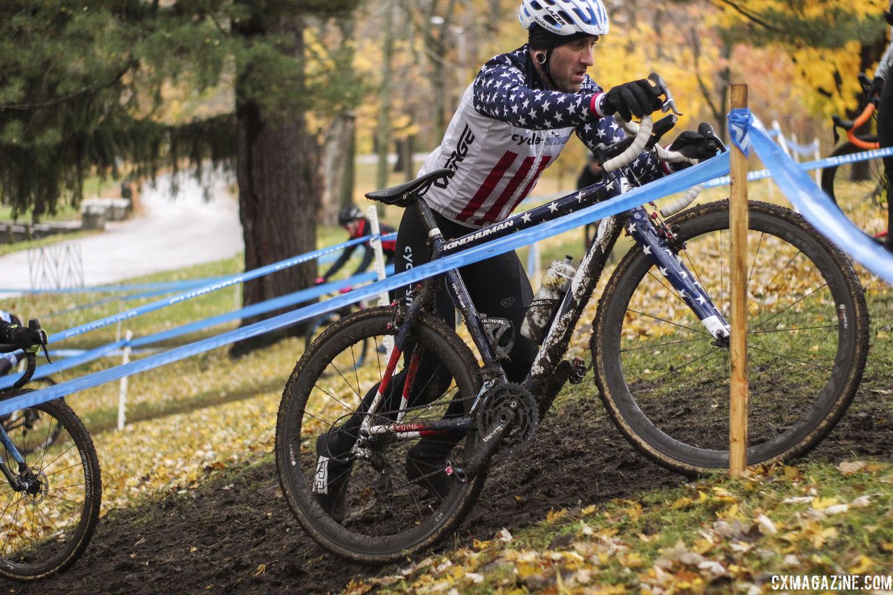 Some riders opted to run the steep incline. 2018 Silver Goose CX Course Inspection, Friday. © Z. Schuster / Cyclocross Magazine