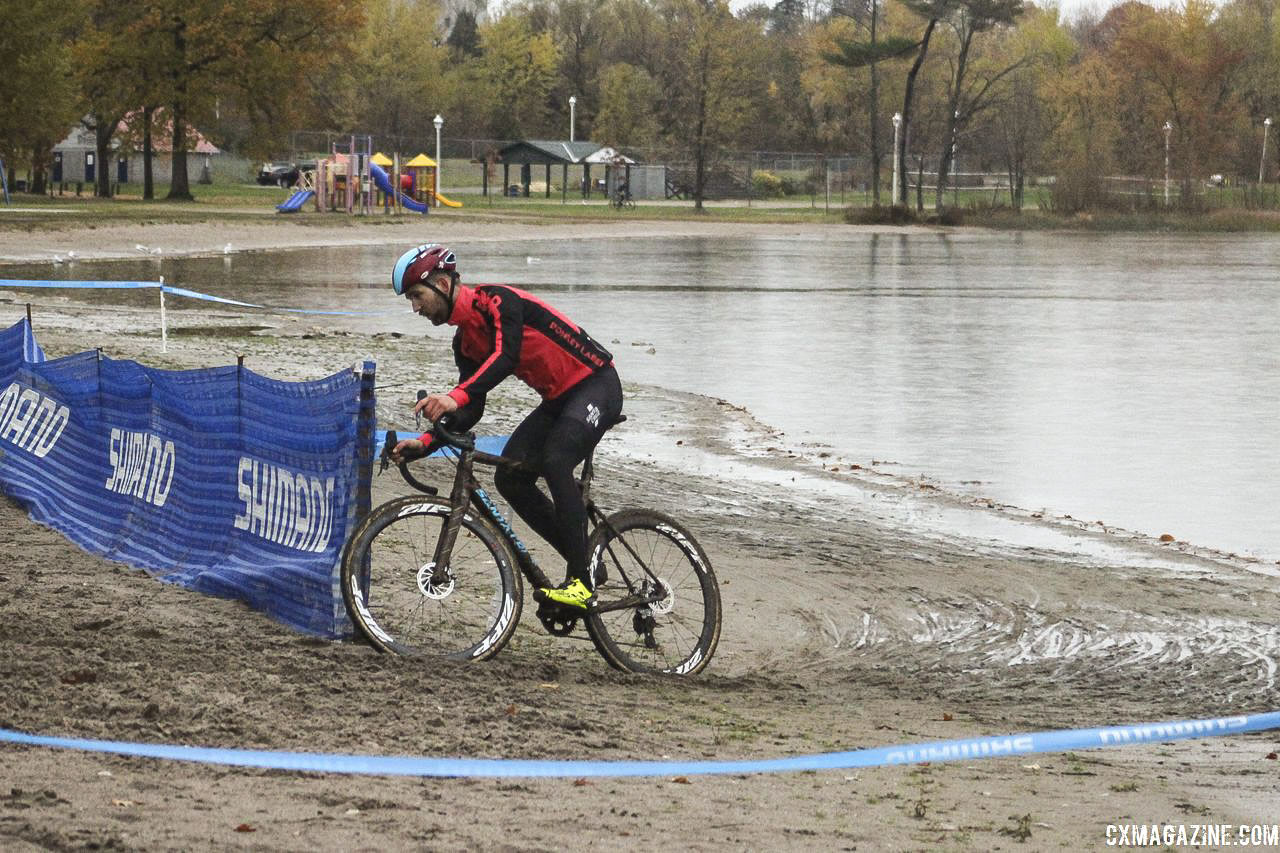 The last sand section featured another rut on Friday night. 2018 Silver Goose CX Course Inspection, Friday. © Z. Schuster / Cyclocross Magazine