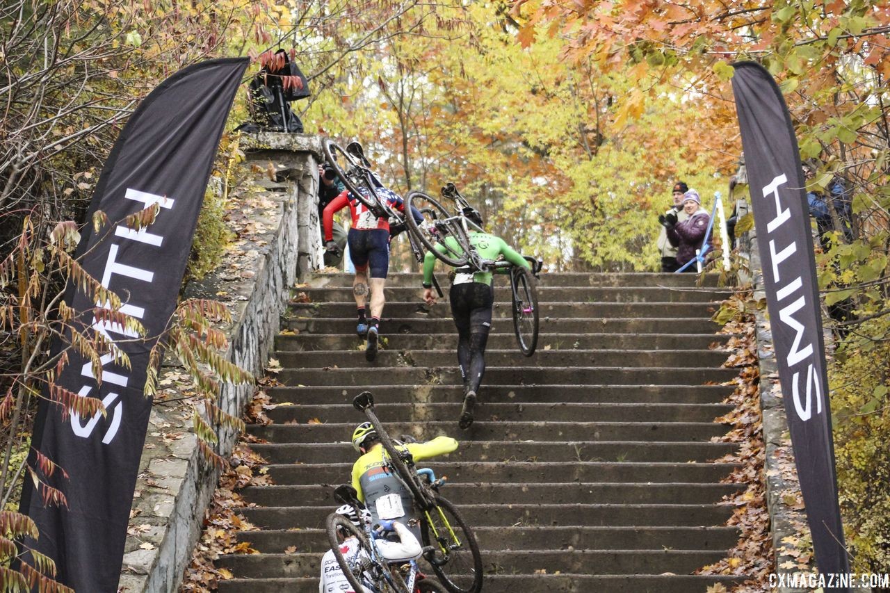 Hecht and Hyde put an effort in midway through the race. 2018 Silver Goose Cyclocross UCI C2 © Z. Schuster / Cyclocross Magazine