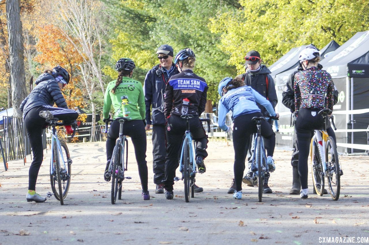 The U23 Women line up at the start line. 2018 Pan-American Cyclocross Championships, Midland, Ontario. © Z. Schuster / Cyclocross Magazine