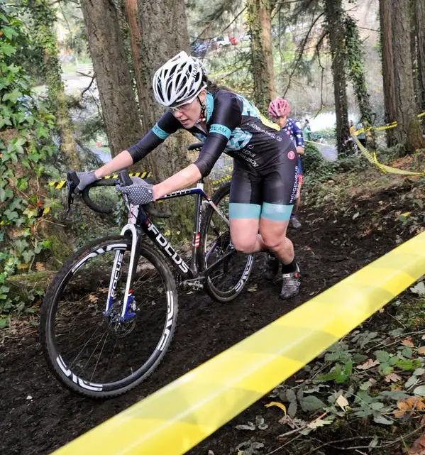 Stephanie Taplin took third. 2018 MFG Cyclocross No. 5. © Gary Crofoot