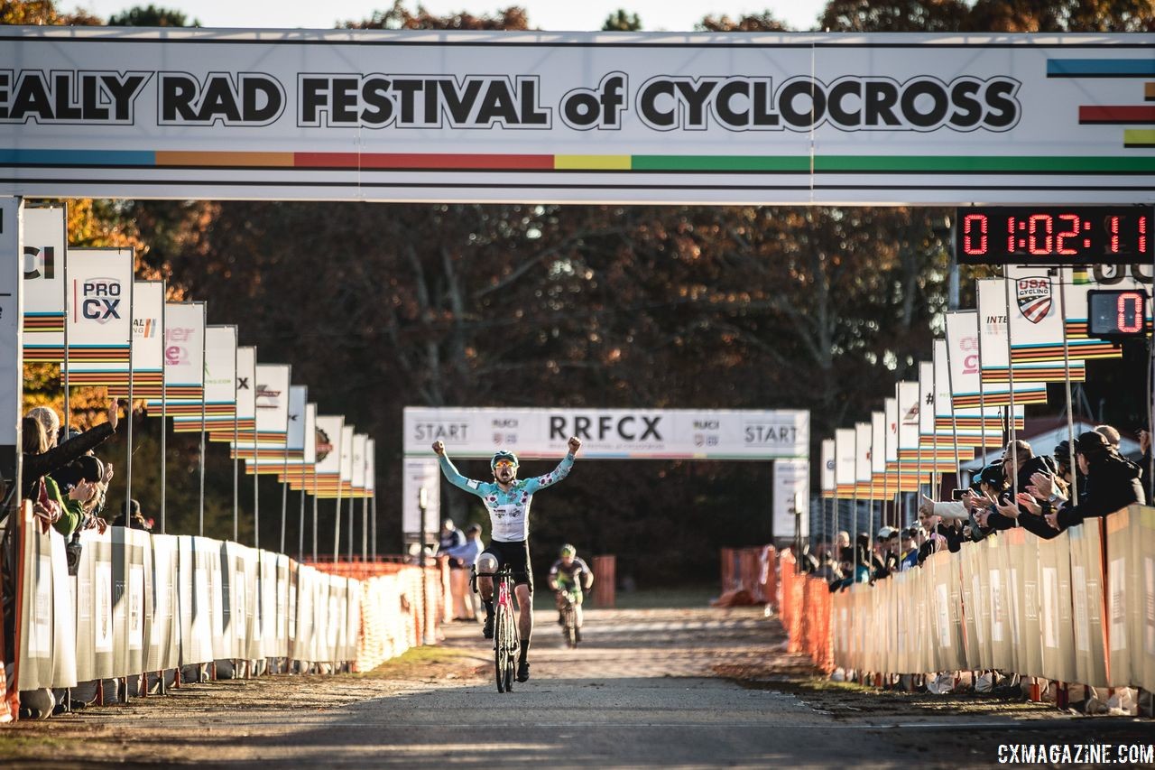 Scott Smith celebrates his win. 2018 Really Rad Festival of Cyclocross Day 2. © Angelica Dixon