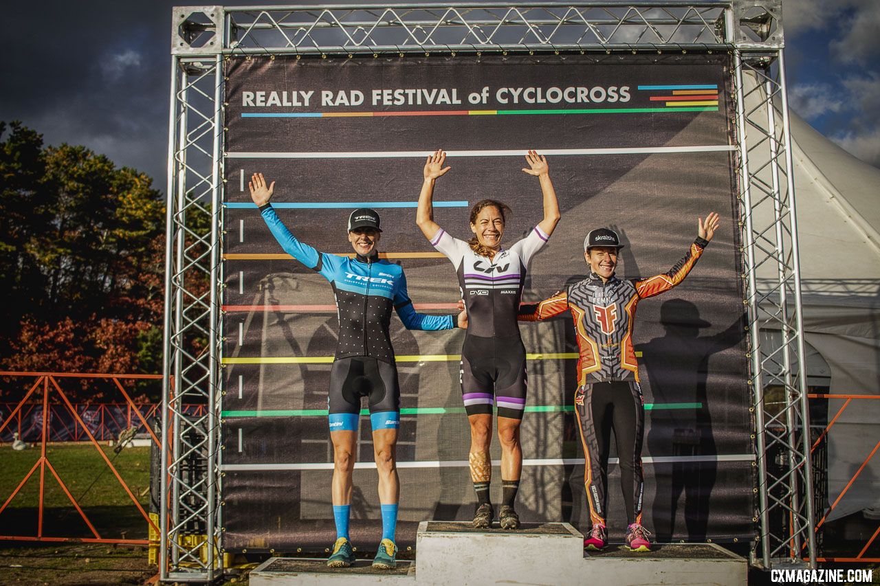 L to R: Legge, Anthony, Kemmerer. 2018 Really Rad Festival of Cyclocross Day 1. © Angelica Dixon