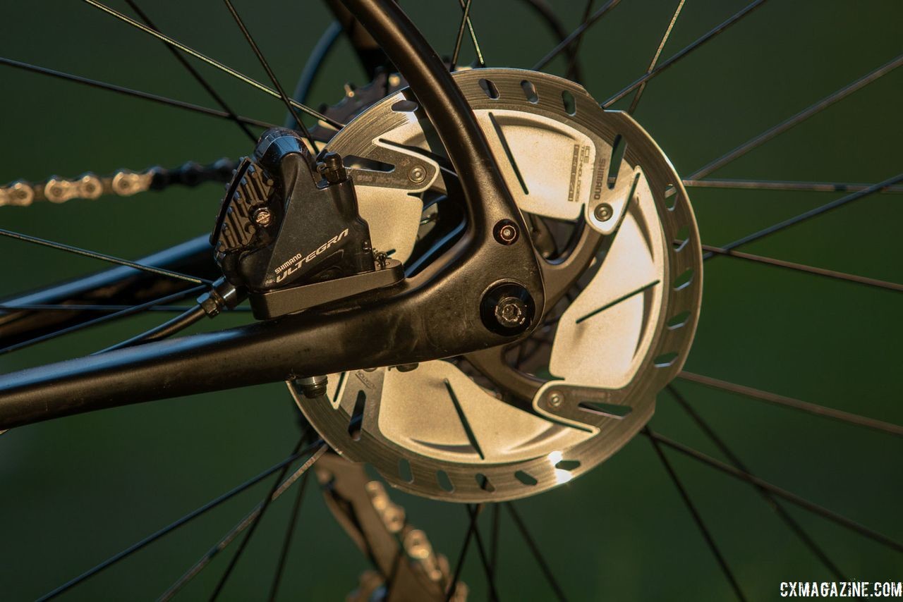 As the Jari is intended to be a versatile platform, it has mounts for a rear rack and fenders near the rear dropout. 2019 Fuji Jari Carbon 1.1 Gravel bike. © Cyclocross Magazine