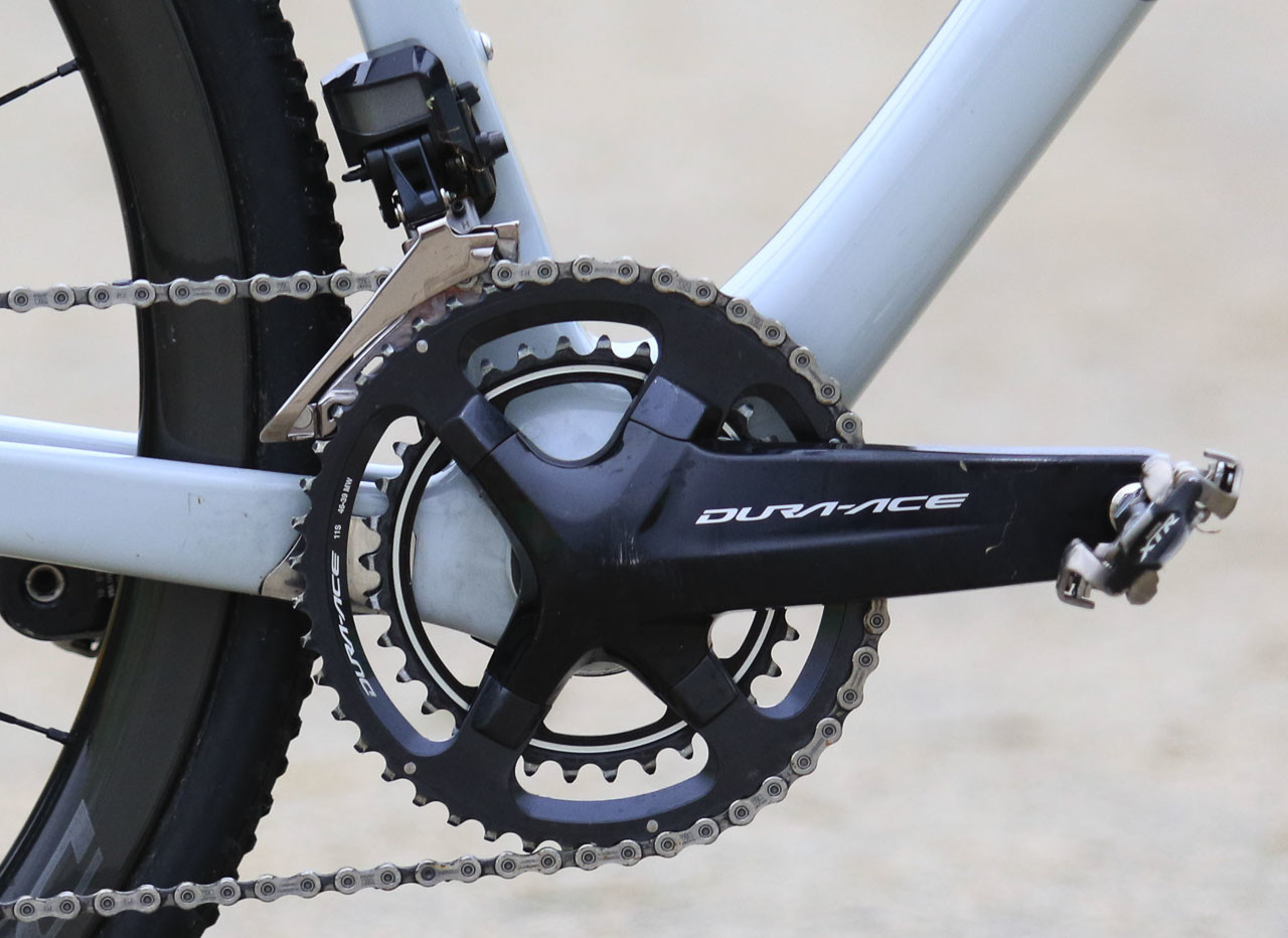 As a Shimano rider, Werner has access to these special, pro-only Dura-Ace chainrings. Kerry Werner's Kona Super Jake Cyclocross Bike, 2018 U.S. World Cups. © D. Mable / Cyclocross Magazine