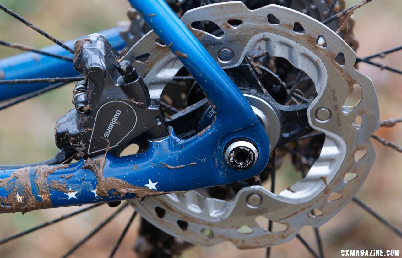 Compton runs RT99 rotors with RS805 calipers. Katie Compton's 2018 Cyclocross National Championship-winning Trek Boone. Louisville, KY. © A. Yee / Cyclocross Magazine