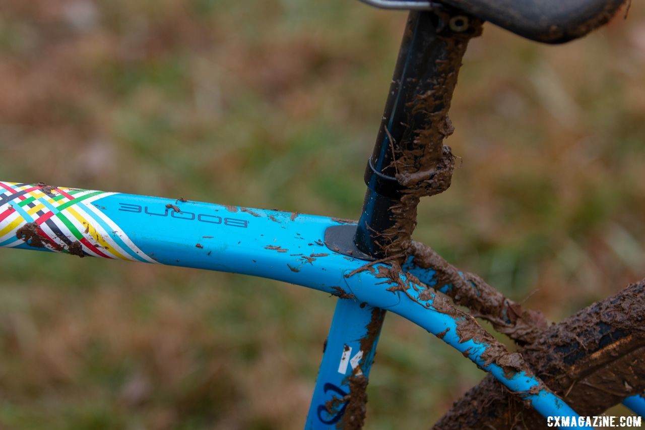 The Boone has the rear IsoSpeed decoupler and a proprietary seat mast cap. Katie Compton's 2018 Cyclocross National Championship-winning Trek Boone. Louisville, KY. © A. Yee / Cyclocross Magazine