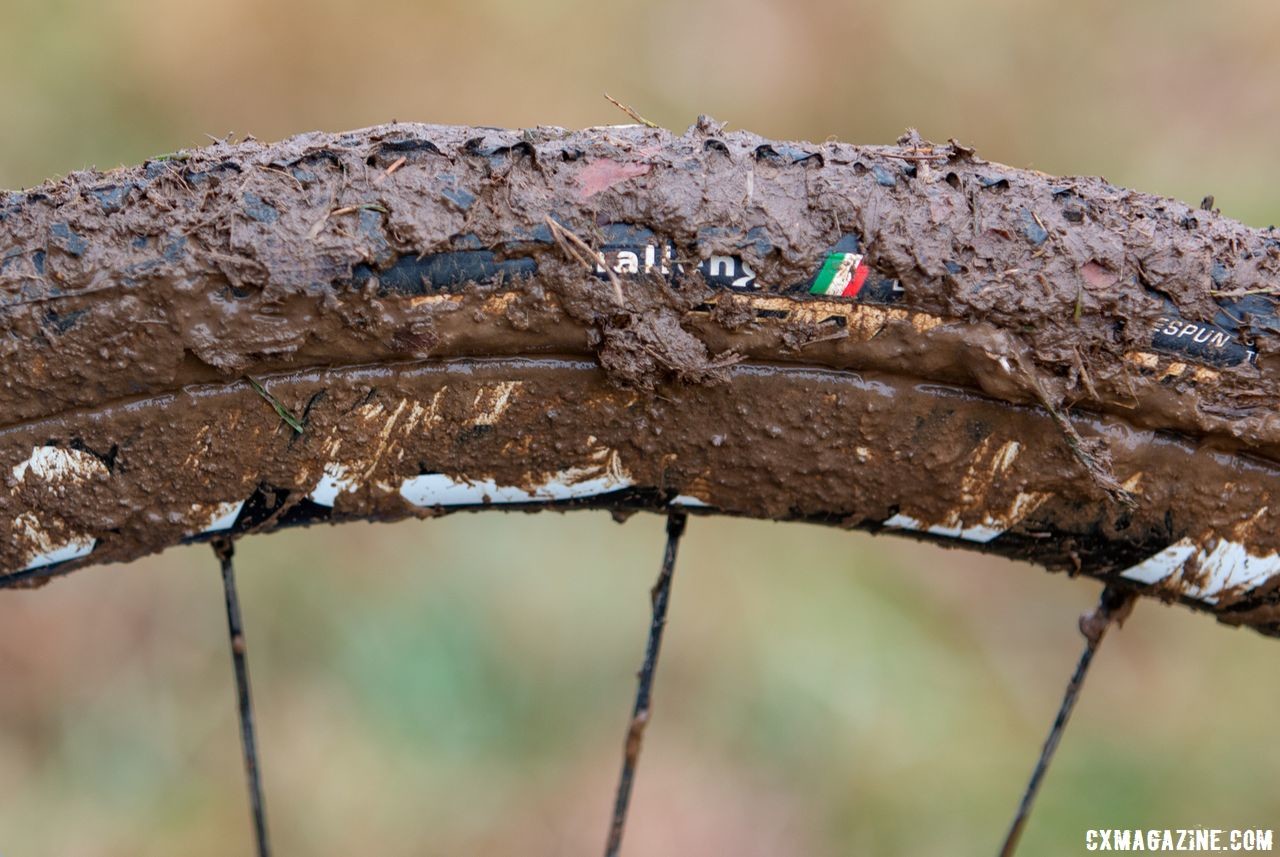 Challenge Team Edition Limus tubulars kept her upright in the mud. Katie Compton's 2018 Cyclocross National Championship-winning Trek Boone. Louisville, KY. © A. Yee / Cyclocross Magazine