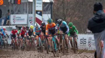 Clara Honsinger took the holeshot on Sunday. U23 Women. 2018 Cyclocross National Championships, Louisville, KY. © A. Yee / Cyclocross Magazine