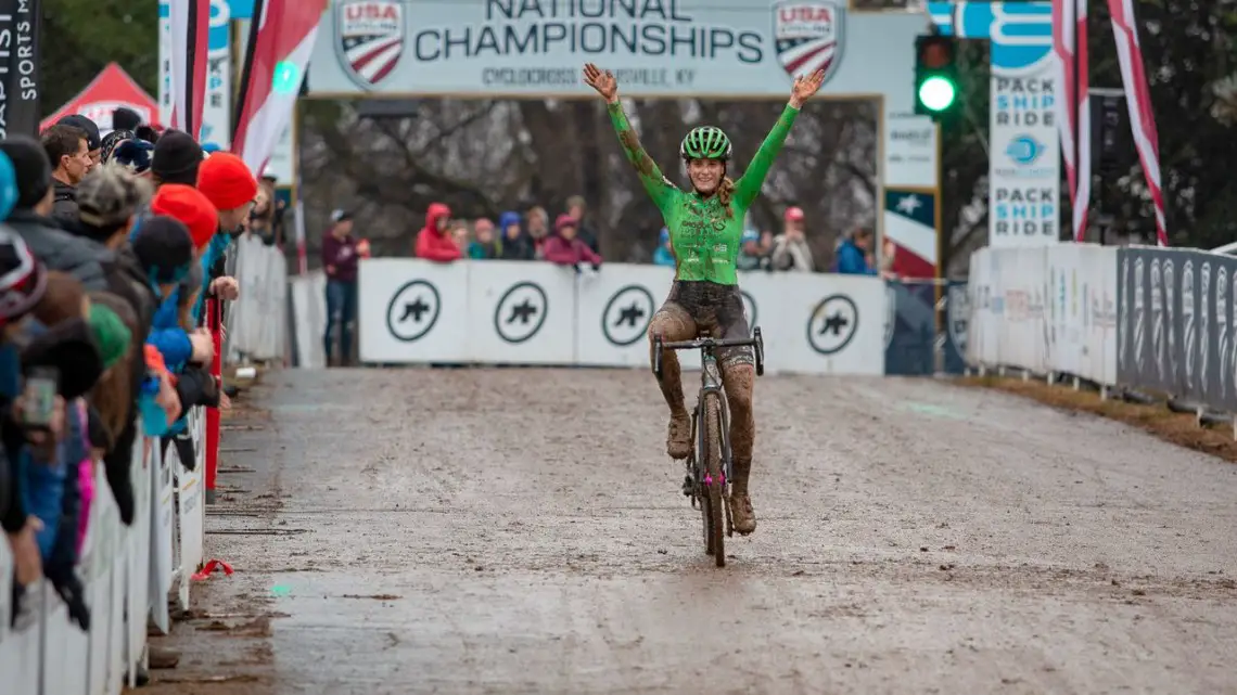 Katie Clouse won the Junior Women 17-18 race for the second straight year. U23 Women. 2018 Cyclocross National Championships, Louisville, KY. © A. Yee / Cyclocross Magazine
