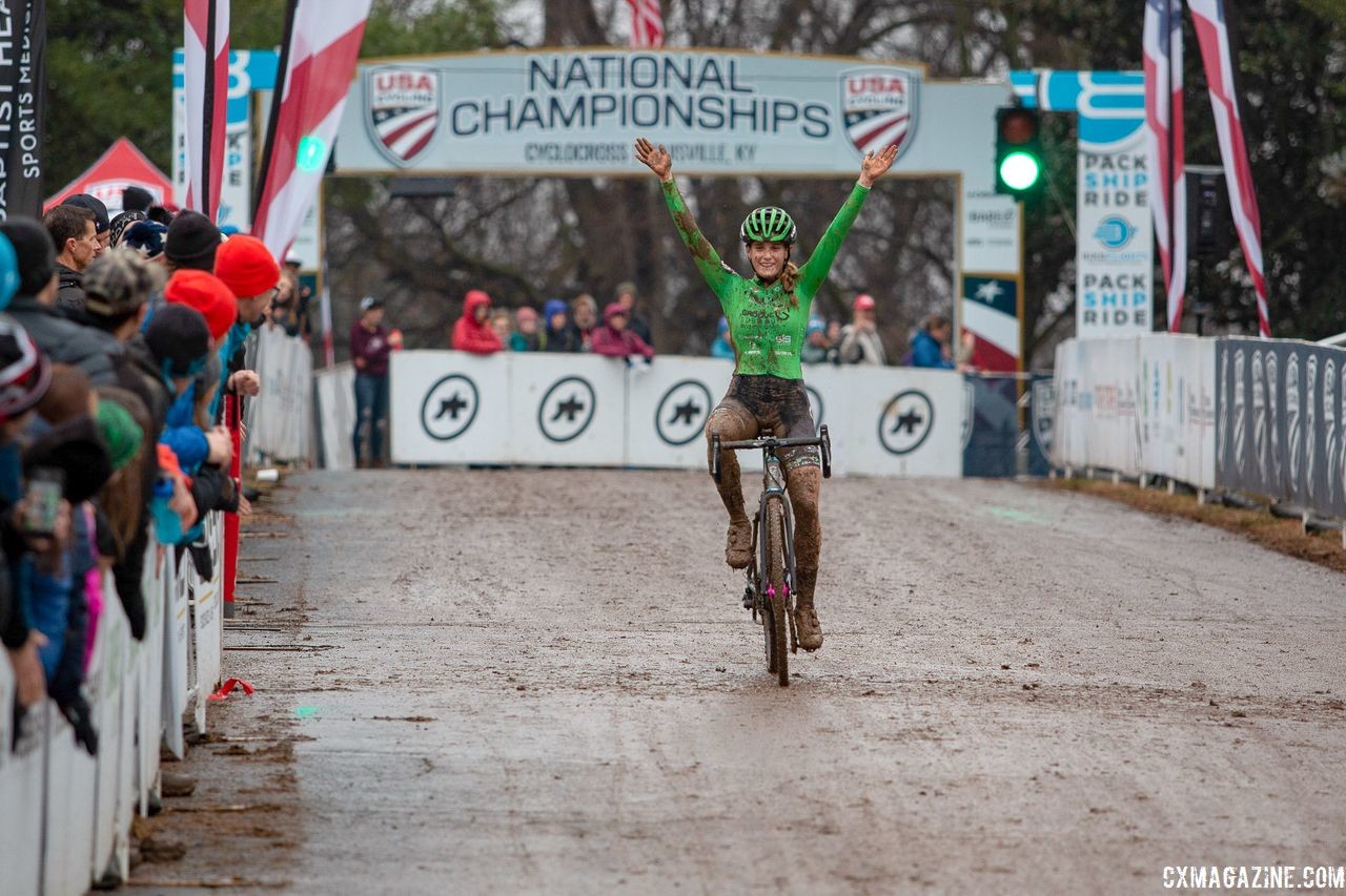 Clouse won her 26th national championship in Louisville in December. U23 Women. 2018 Cyclocross National Championships, Louisville, KY. © A. Yee / Cyclocross Magazine