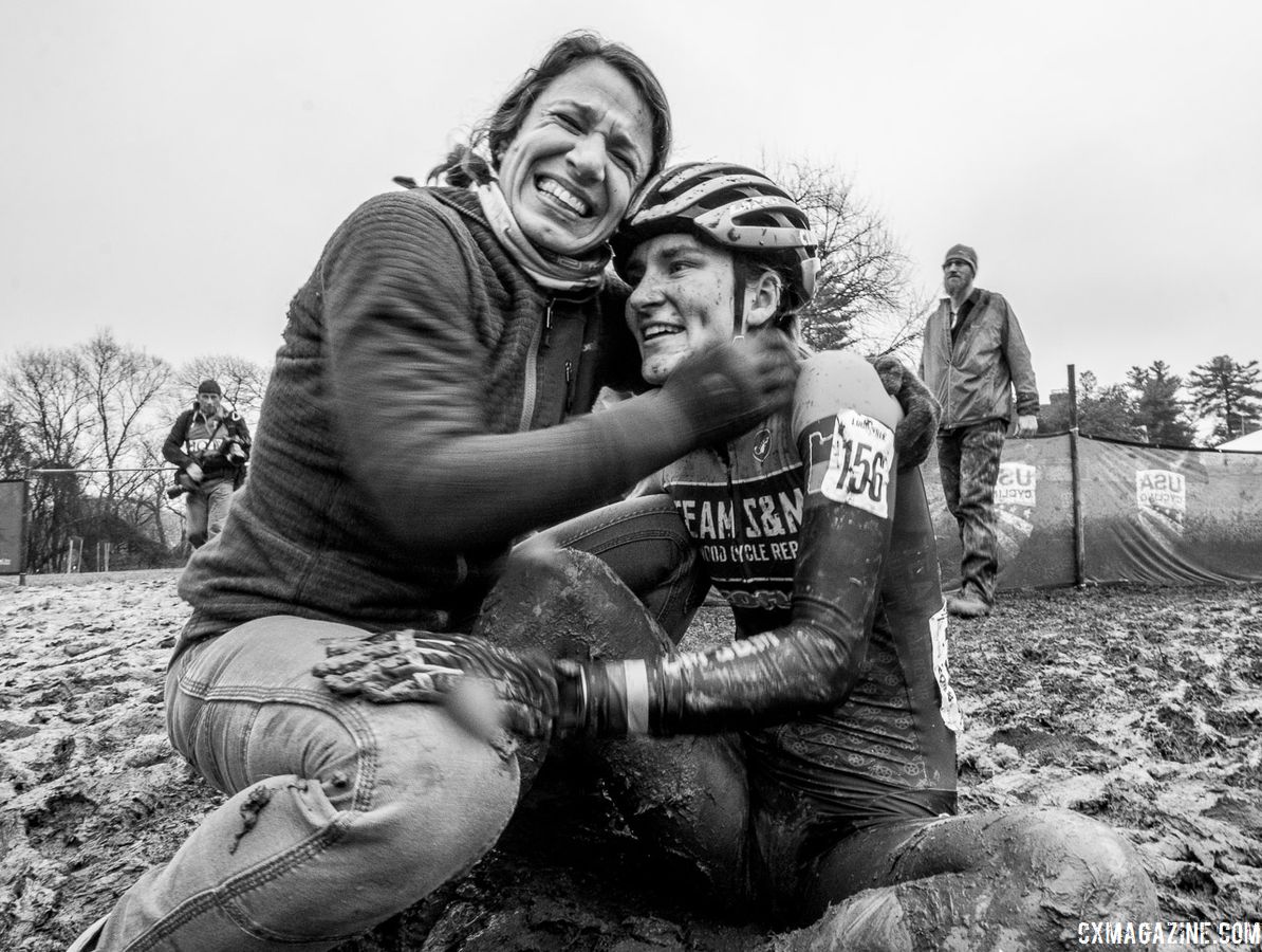 It was a family affair celebrating Sophie Russenberger's bronze in the U23 Nationals race. U23 Women. 2018 Cyclocross National Championships, Louisville, KY. © A. Yee / Cyclocross Magazine