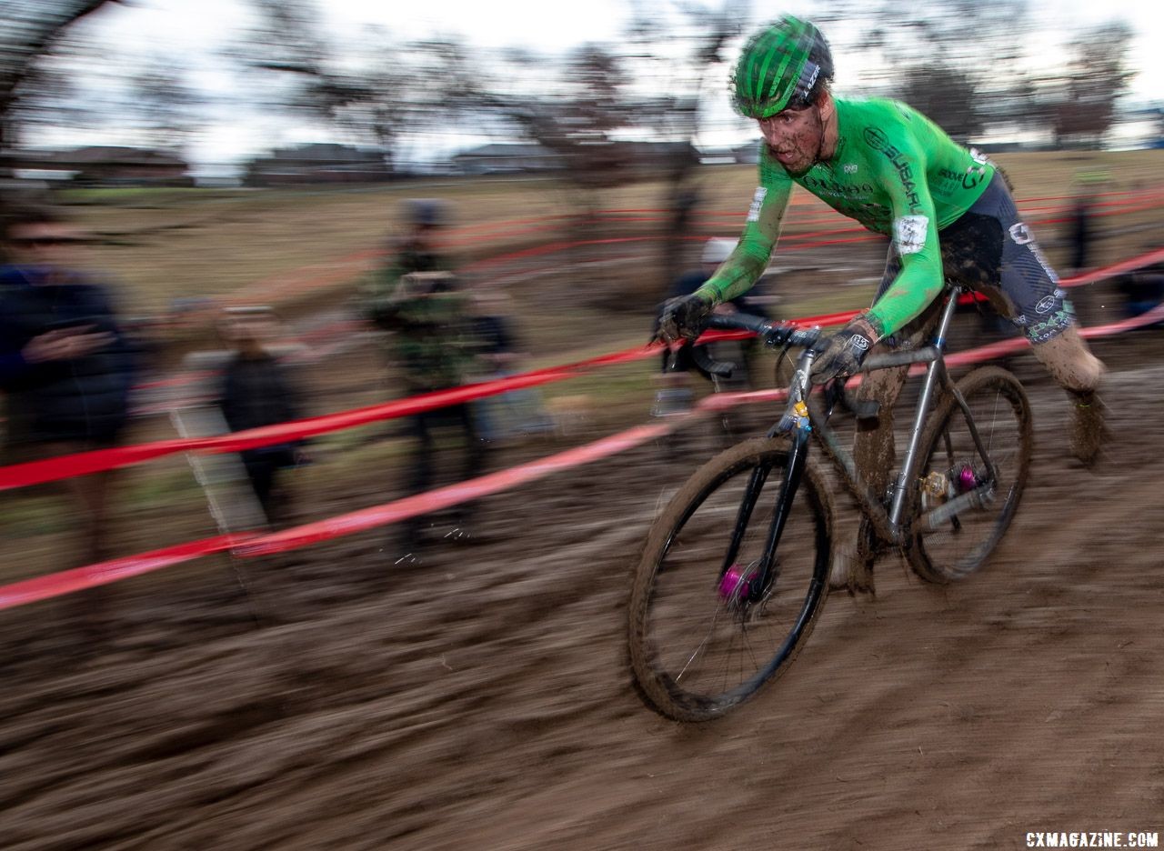 Gage Hecht was just off the lead after the first lap. Elite Men. 2018 Cyclocross National Championships, Louisville, KY. © A. Yee / Cyclocross Magazine