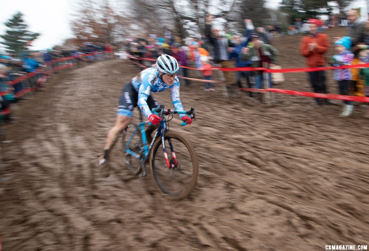Katie Compton descended, climbed and ran her way to number 15.. Elite Women. 2018 Cyclocross National Championships, Louisville, KY. © A. Yee / Cyclocross Magazine