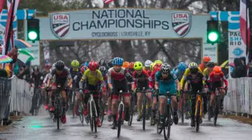 Junior Men 13-14 holeshot. 2018 Cyclocross National Championships, Louisville, KY. © A. Yee / Cyclocross Magazine