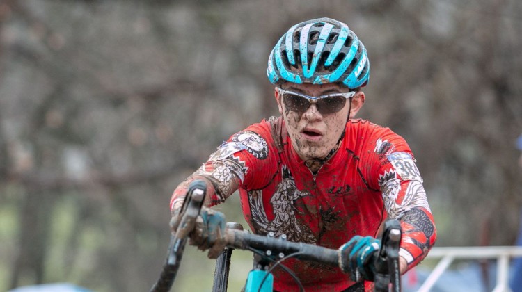 Ivan Gallego took control early to win the Junior Men 15-16 race Saturday. Junior Women 15-16. 2018 Cyclocross National Championships, Louisville, KY. © A. Yee / Cyclocross Magazine