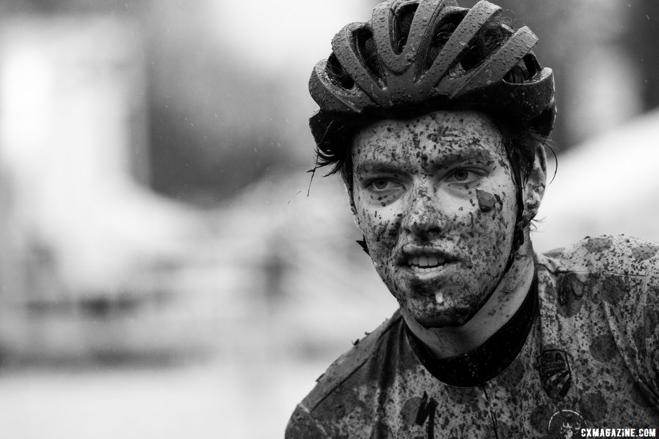 Calder Wood did not see much mud this year at Cal Poly, but his Pacific Northwest skills returned quickly. Collegiate Club Men. 2018 Cyclocross National Championships, Louisville, KY. © A. Yee / Cyclocross Magazine