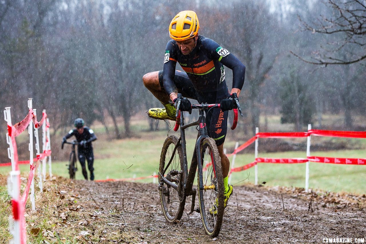 Weston Schempf rode onto the podium in third. Masters Men 40-44. 2018 Cyclocross National Championships, Louisville, KY. © K. Baumgardt / Cyclocross Magazine