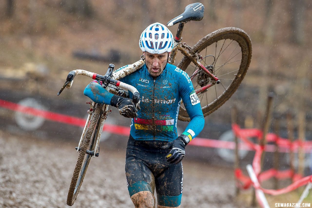 Myerson ran away with the race to win his third title. Masters Men 45-49. 2018 Cyclocross National Championships, Louisville, KY. © K. Baumgardt / Cyclocross Magazine