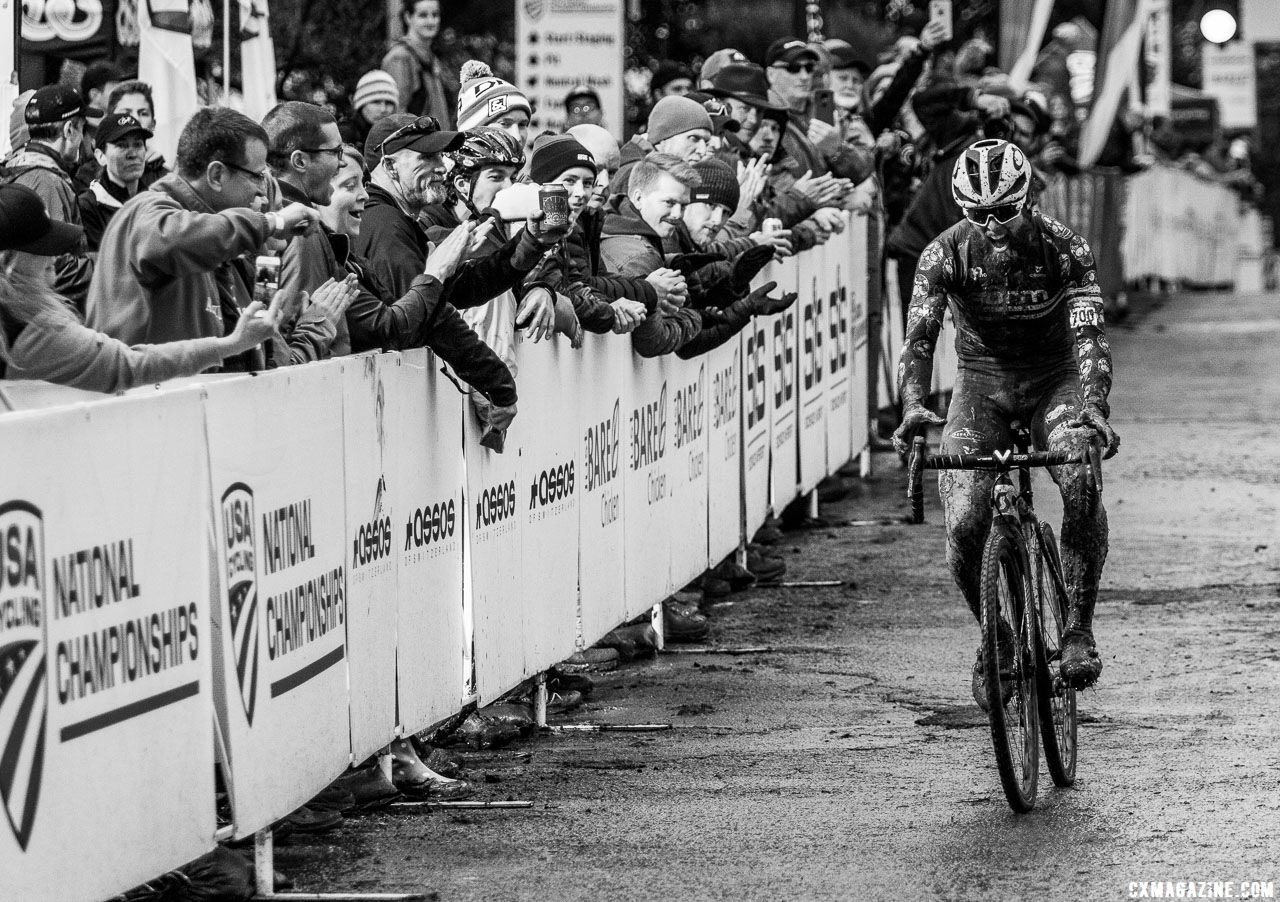 Wells took his second jersey in two days. Singlespeed Men. 2018 Cyclocross National Championships, Louisville, KY. © A. Yee / Cyclocross Magazine