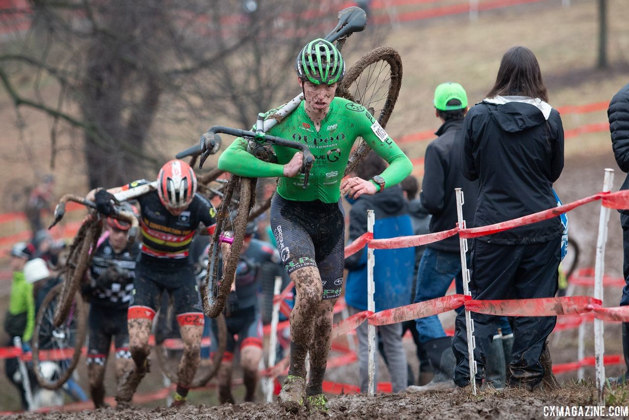 Brannan Fix bounced back and ran to second. U23 Men. 2018 Cyclocross National Championships, Louisville, KY. © A. Yee / Cyclocross Magazine