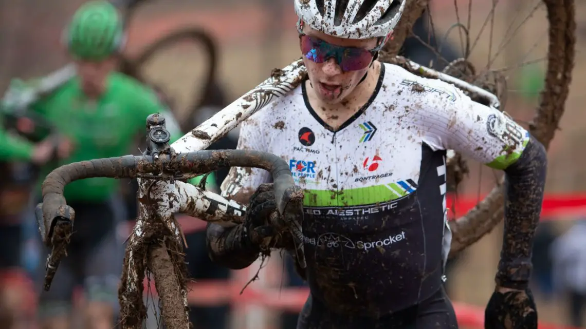 Caleb Swartz ran to inside the top 10. U23 Men. 2018 Cyclocross National Championships, Louisville, KY. © A. Yee / Cyclocross Magazine