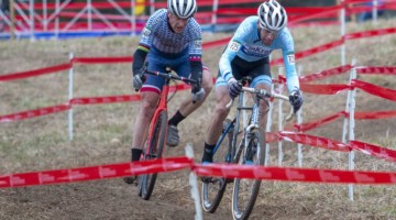 Myrah and Aspholm duled to the last lap in the Masters 50-54 race. Masters Men 50-54. 2018 Cyclocross National Championships, Louisville, KY. © A. Yee / Cyclocross Magazine