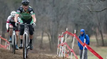 Gunnar Shogren leads the chase, and would finish second. Masters Men 55-59. 2018 Cyclocross National Championships, Louisville, KY. © A. Yee / Cyclocross Magazine