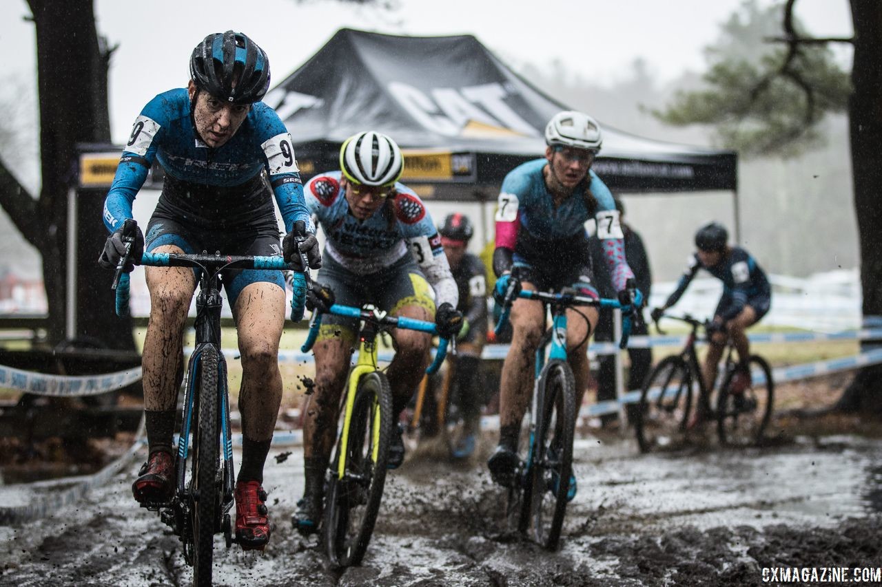 Regina Legge, Rebecca Fahringer and others mix it up. 2018 NBX Gran Prix of Cyclocross Day 2. © Angelica Dixon