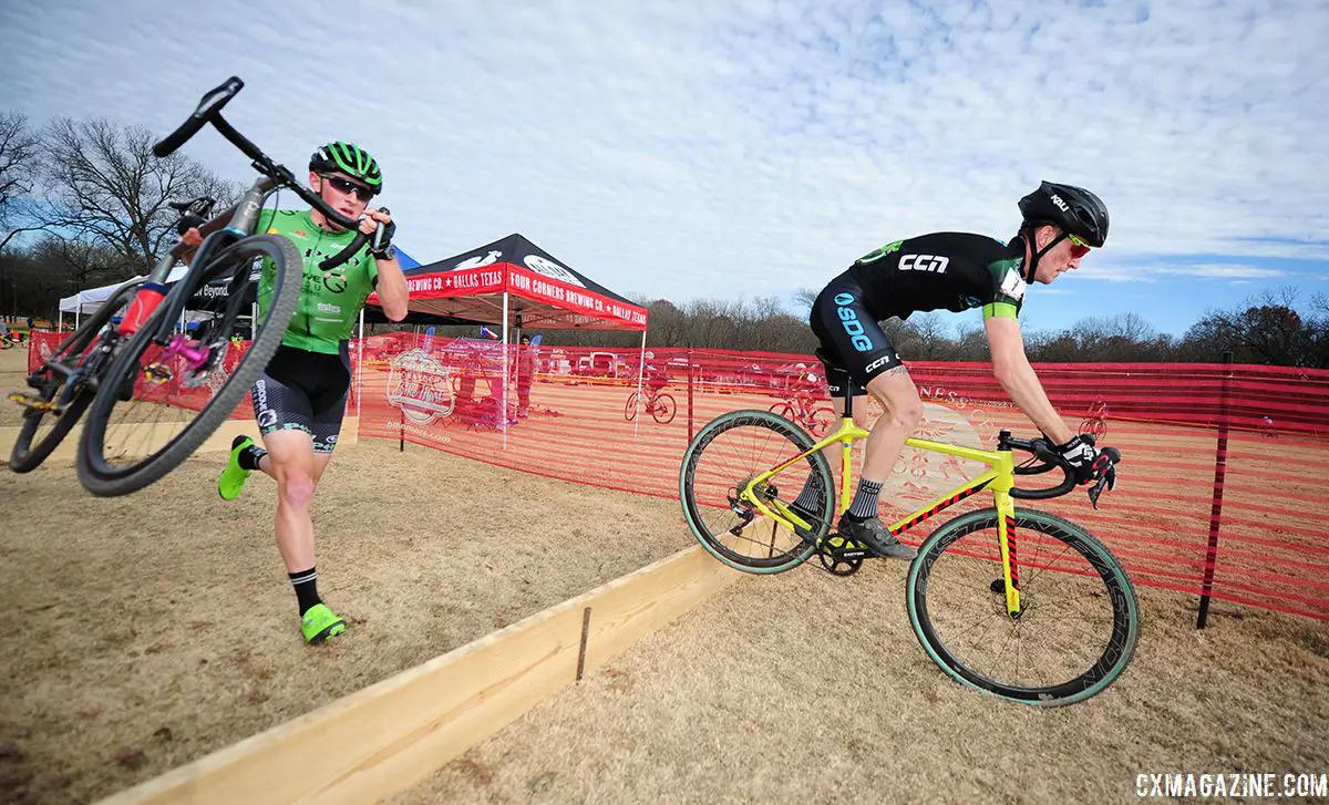 Dillman leads Hecht at the barriers. 2018 Resolution 'Cross Cup Day 2. © Lee McDaniel