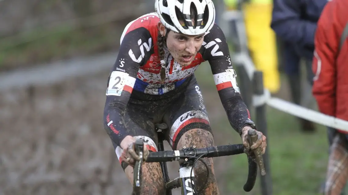 Lucinda Brand focuses on the muddy task at hand. 2018 Vlaamse Druivencross Overijse. © B. Hazen / Cyclocross Magazine