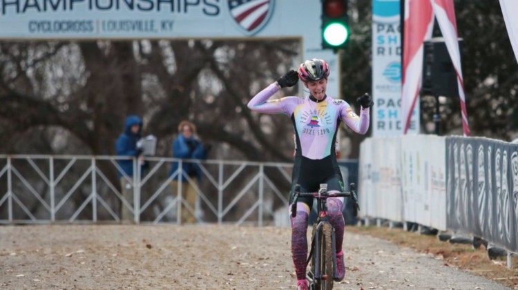 Taylor Kyuk-White won the Women's Masters 30-34 race in Louisville. 2018 Louisville National Championships, Masters Women 30-34. A. Yee / Cyclocross Magazine