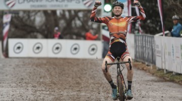Greg Wittwer was excited after his win. Masters Men 35-39. 2018 Cyclocross National Championships, Louisville, KY. © A. Yee / Cyclocross Magazine