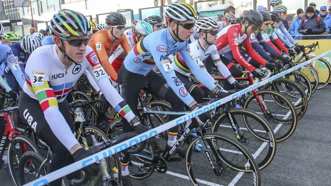 U23 Men get ready to start. 2018 World Cup Heusden-Zolder. © B. Hazen / Cyclocross Magazine