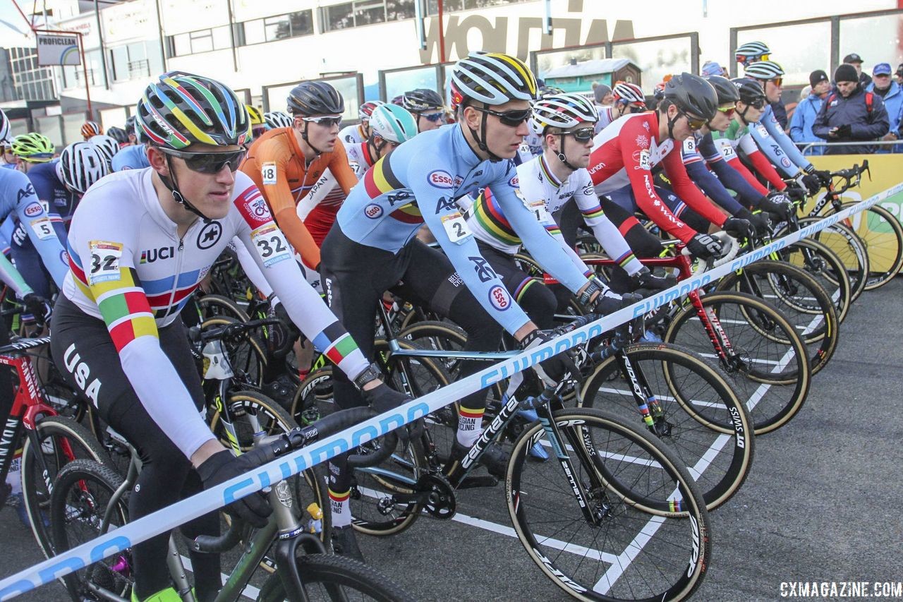 U23 Men get ready to start. 2018 World Cup Heusden-Zolder. © B. Hazen / Cyclocross Magazine