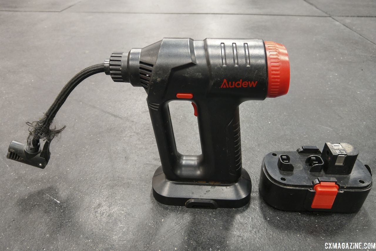 Audew Cordless Air Compressor. © C. Mayhew / Cyclocross Magazine