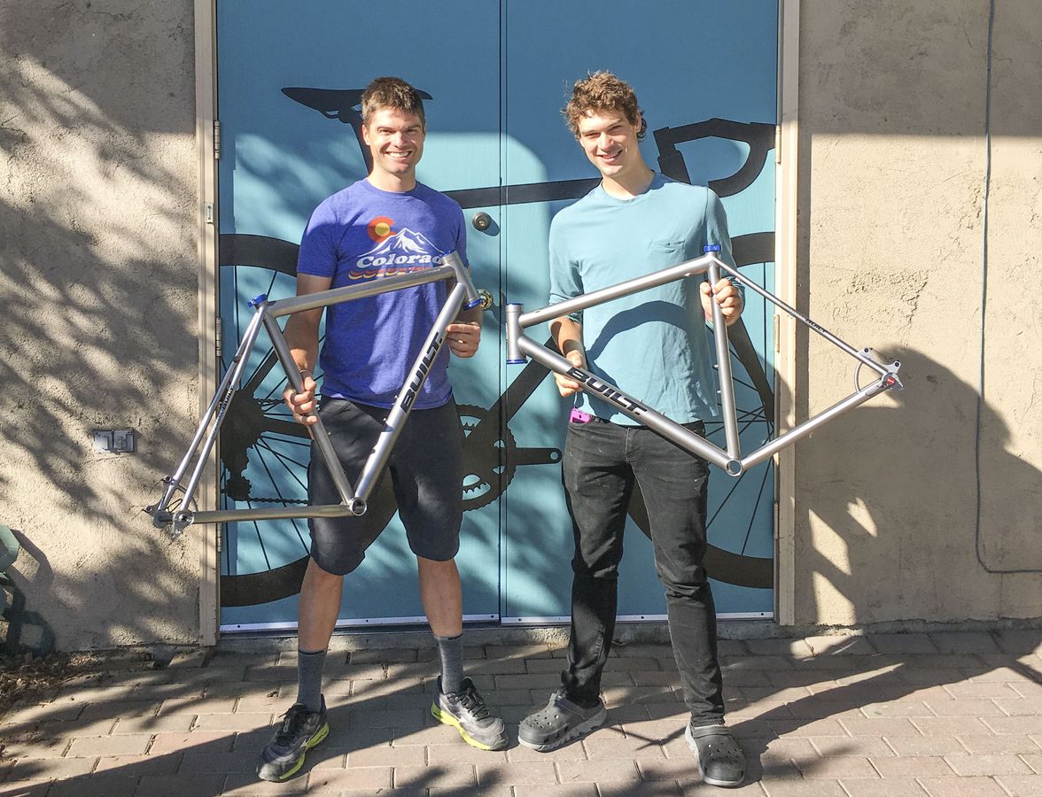 Brad Bingham and Bjorn Selander pose with Selander's new bikes. photo: Brad Bingham