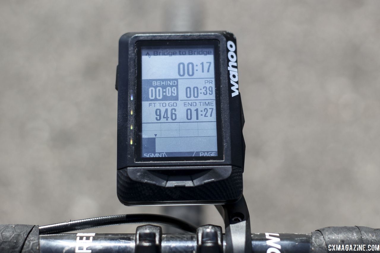 The Elemnt gives you all the data you need for Strava Live segments to take the QOM/KOM. Wahoo Elemnt GPS Cycling Computer. © Z. Schuster / Cyclocross Magazine