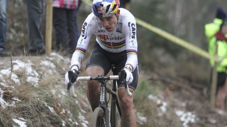 Wout van Aert found himself chasing for second again. 2018 Superprestige Zonhoven. © B. Hazen / Cyclocross Magazine