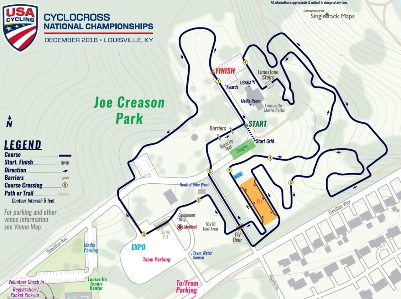2018 Louisville Cyclocross Nationals course map. photo: courtesy