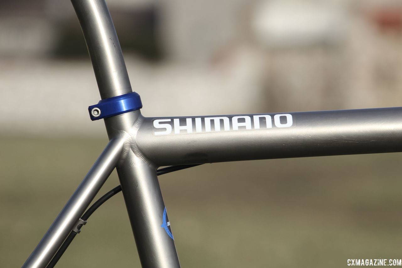 The titanium frame is custom built by Brad Bingham. Selander counts Shimano as one of his sponsors. Bjorn Selander's Bingham Built Titanium Cyclocross Bike. © Z. Schuster / Cyclocross Magazine