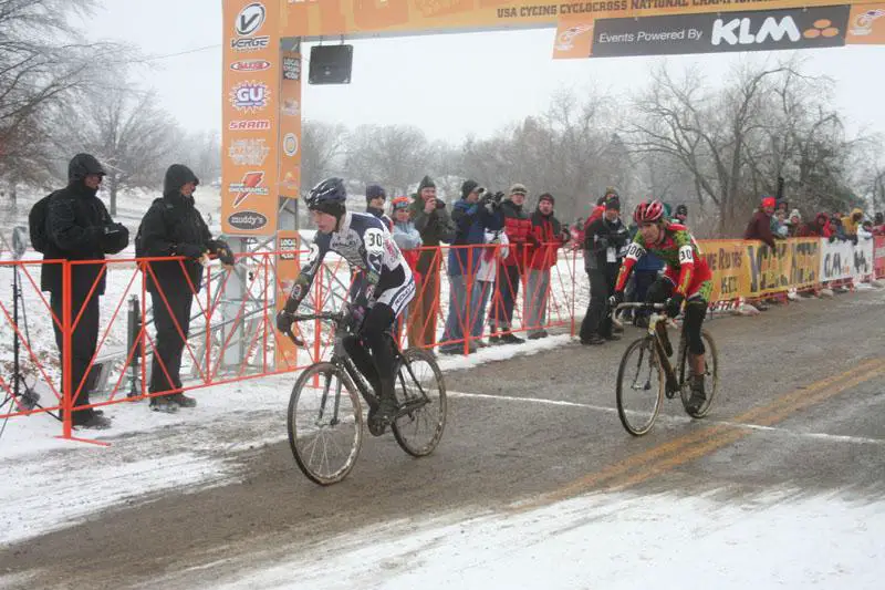 Bjorn Selander won the 2007 U23 Nationals in a sprint against Jamey Driscoll © Cyclocross Magazine