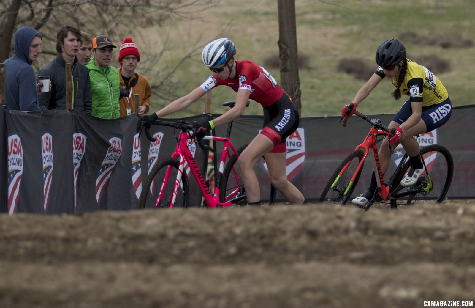 Rossi encountered problems just before the stone steps, bending her derailleur. Collegiate Club Women. 2018 Cyclocross National Championships, Louisville, KY. © A. Yee / Cyclocross Magazine