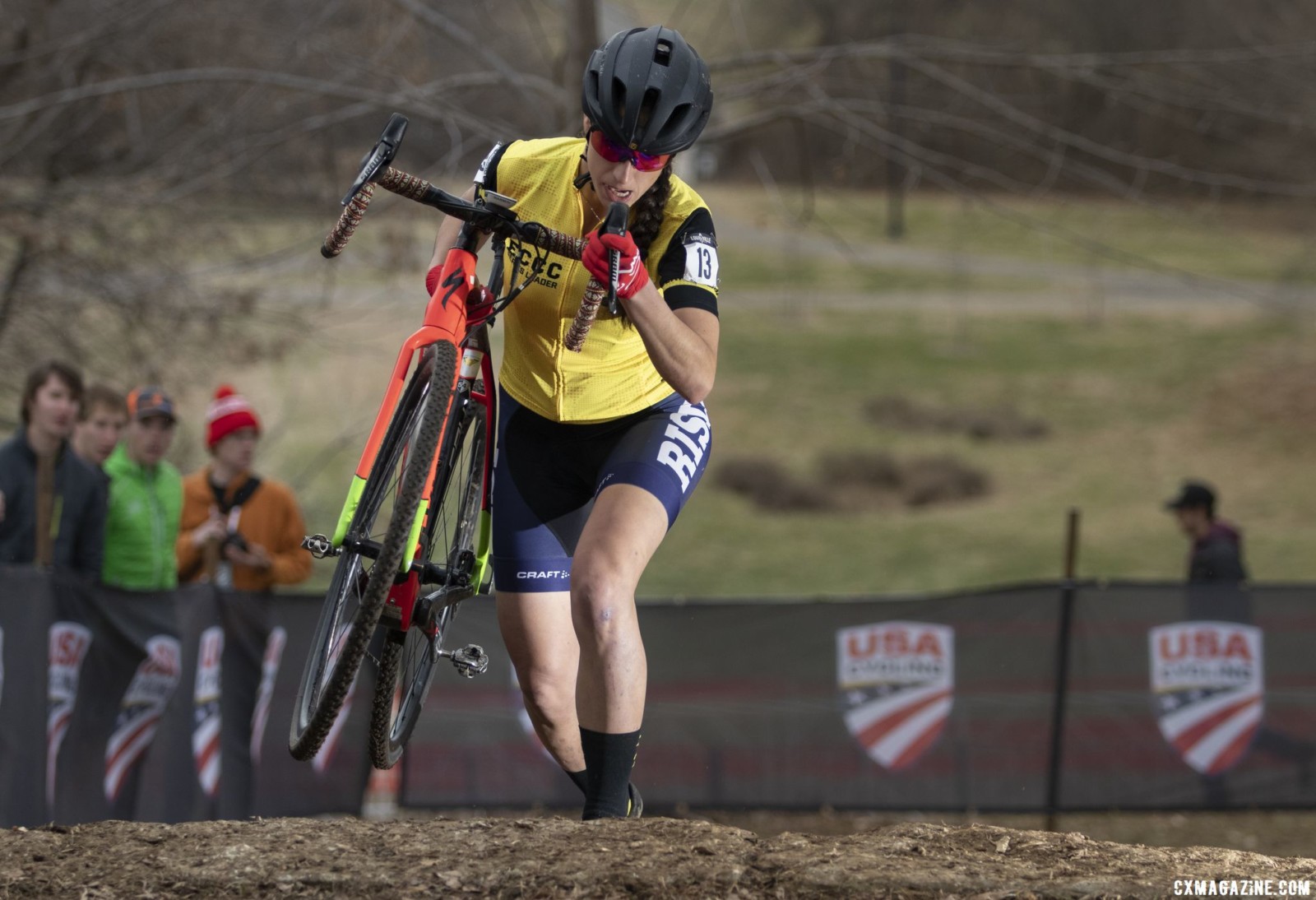 Rossi suffered a series of mechanicals on her way to victory. Collegiate Club Women. 2018 Cyclocross National Championships, Louisville, KY. © A. Yee / Cyclocross Magazine