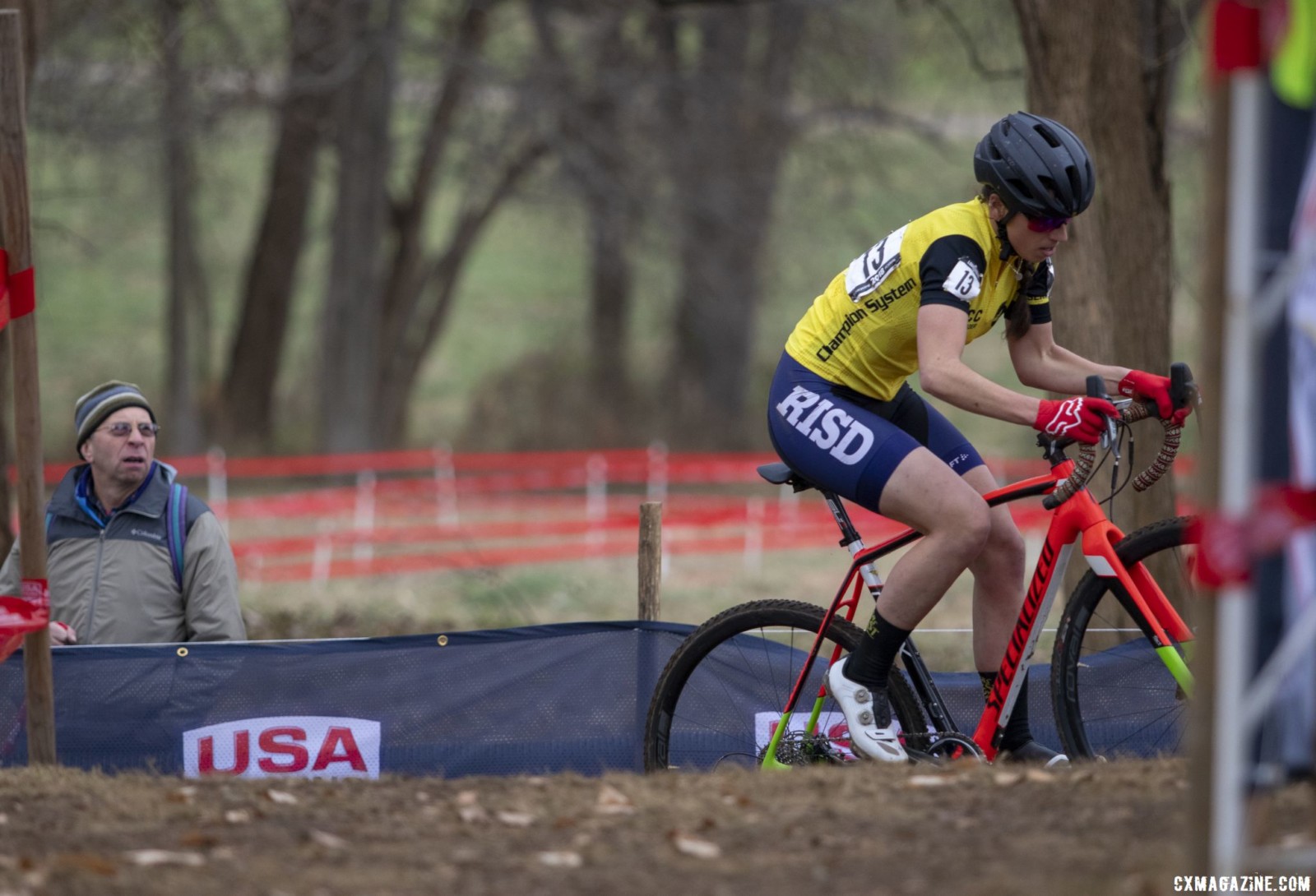 Rossi led Oneill into the technical off camber. Collegiate Club Women. 2018 Cyclocross National Championships, Louisville, KY. © A. Yee / Cyclocross Magazine